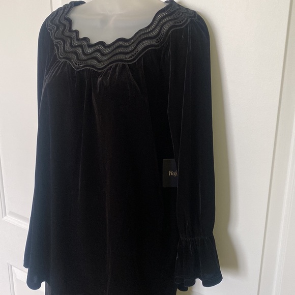 Rafaella Velvet Poet Sleeve Lace Collar Top - Picture 4 of 12